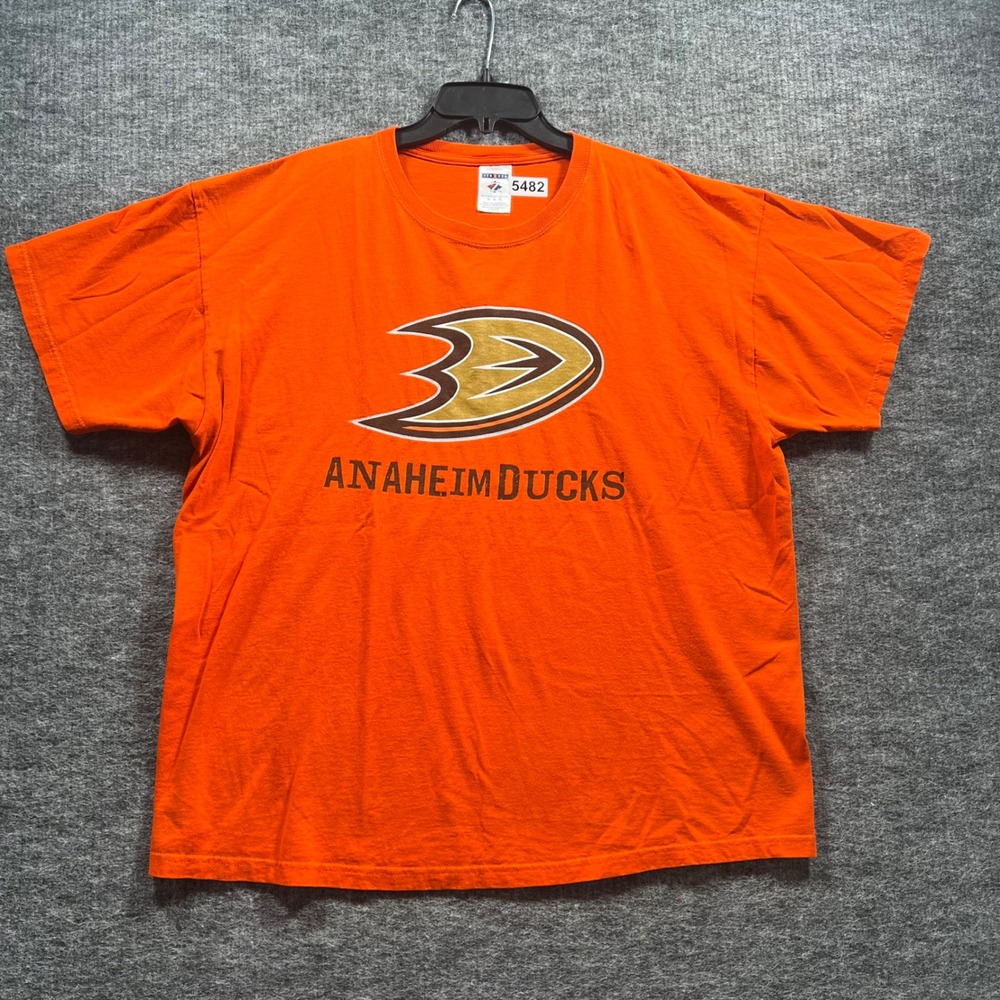 Jerzees Anaheim Ducks Honda Graphic T-Shirt Mens XL Orange Heavyweight Cotton